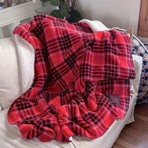 Victoria's Secret Red and Black Plaid Sherpa Blanket